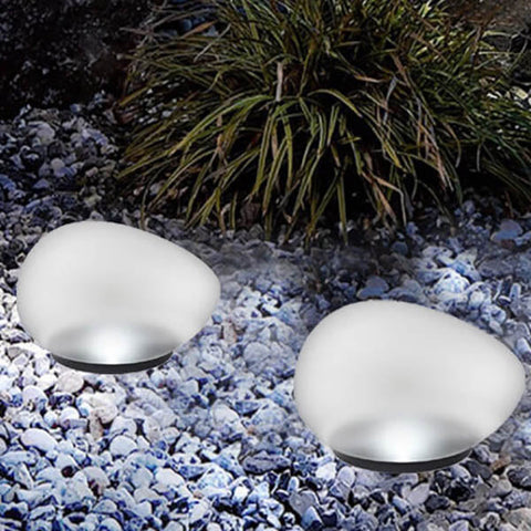 Solar Pebble Landscape Light with Sandblasted Glass
