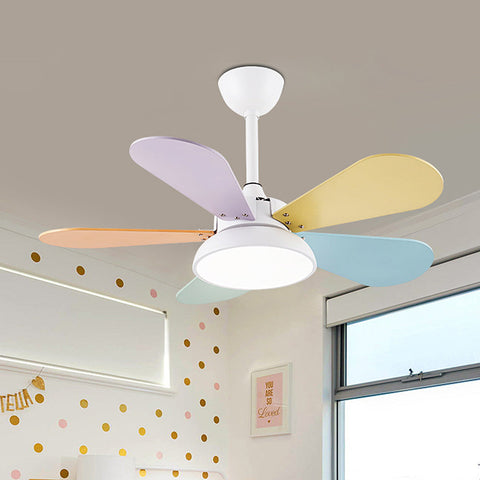 Ceiling Fan with Wood Blades and Integrated LED Light