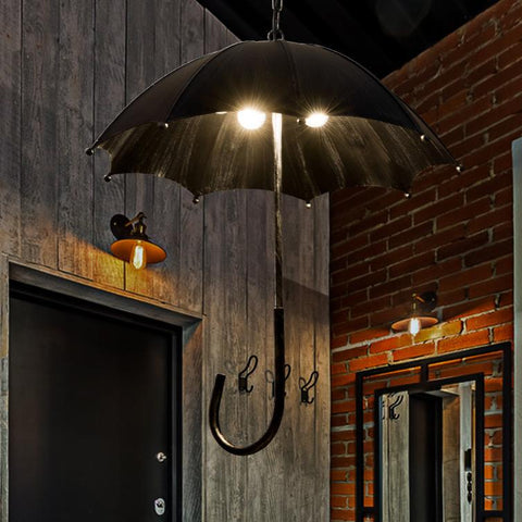 Iron Umbrella Chandelier with Five-Light Industrial Design
