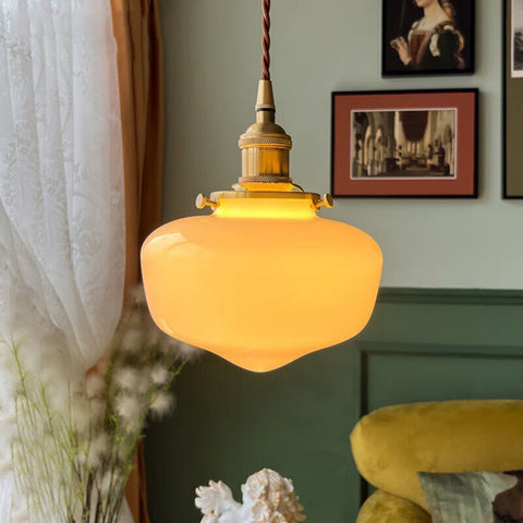Glass Lantern Pendant Light with Metal Fitting