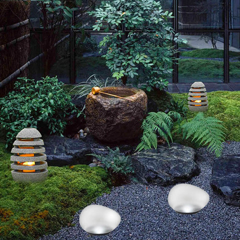 Solar Pebble Landscape Light with Sandblasted Glass