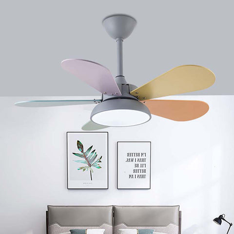 Ceiling Fan with Wood Blades and Integrated LED Light