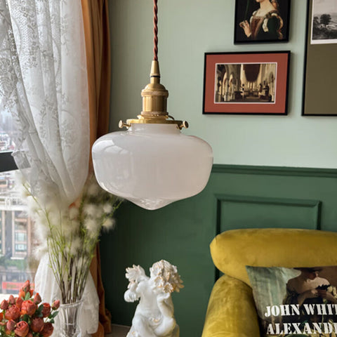 Glass Lantern Pendant Light with Metal Fitting