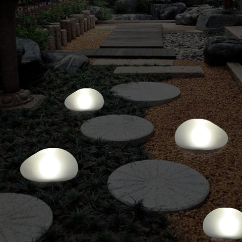 Solar Pebble Landscape Light with Sandblasted Glass