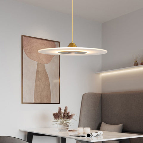 Flat LED Pendant Light with Circular Shade