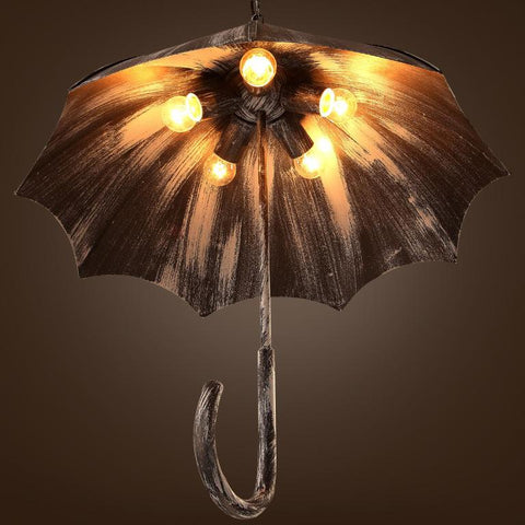 Iron Umbrella Chandelier with Five-Light Industrial Design