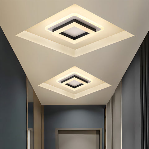 Square LED Flush Mount Ceiling Light with Layered Frame