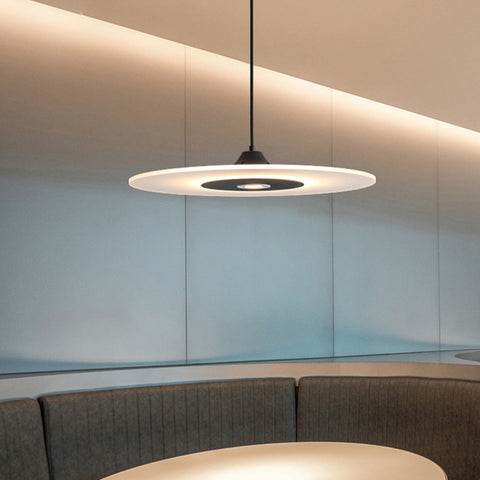 Flat LED Pendant Light with Circular Shade