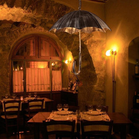 Iron Umbrella Chandelier with Five-Light Industrial Design