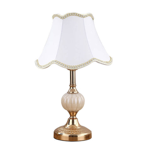 Floral Fabric Shade Table Lamp with Glass and Iron Base