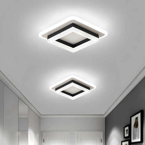 Square LED Flush Mount Ceiling Light with Layered Frame