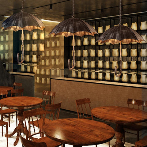 Iron Umbrella Chandelier with Five-Light Industrial Design