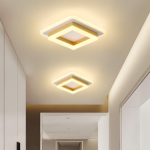 Square LED Flush Mount Ceiling Light with Layered Frame