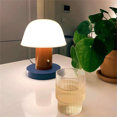 Mini Mushroom LED Table Lamp with Rechargeable Battery and Touch Dimming Control