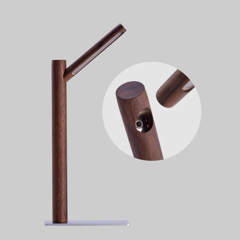 Adjustable LED Desk Lamp with Wood Stem and Focused Light