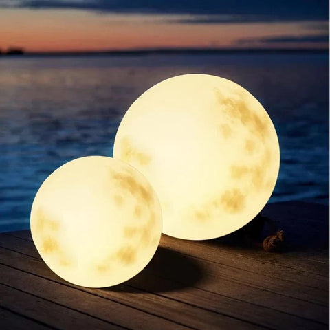 Moon Shaped LED Outdoor Garden Lamp with USB Charging and Warm White Light