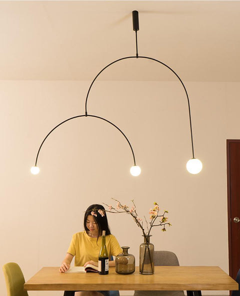 Mobile Arc Chandelier with Adjustable Hanging Globes