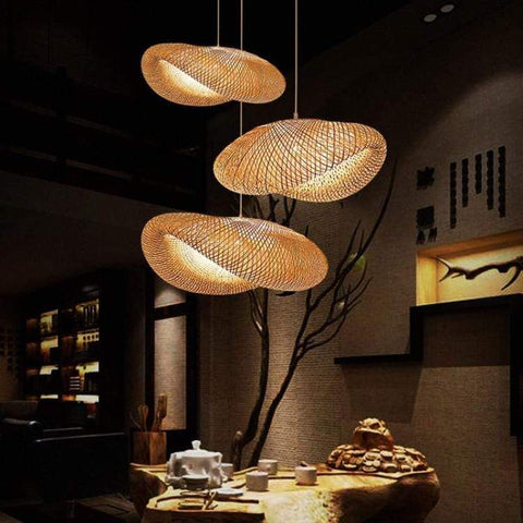 Handwoven Bamboo Pendant Light for Dining Rooms and Modern Living Spaces
