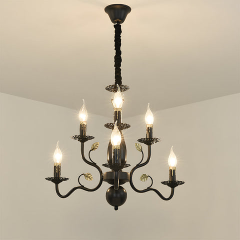 Contemporary Multi-Light Chandelier with Curved Design