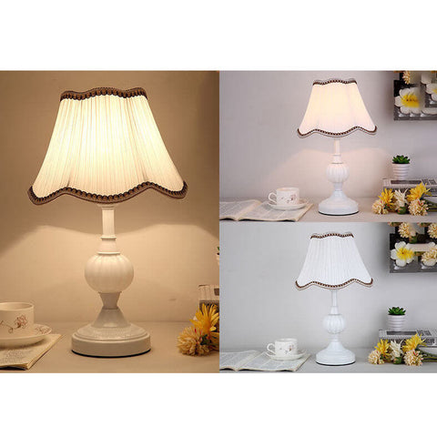 Floral Fabric Shade Table Lamp with Glass and Iron Base