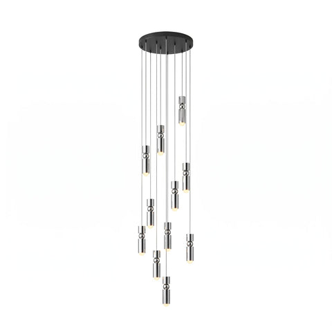 Pendant Light with Metal Cylinders and Decorative Sphere Detail