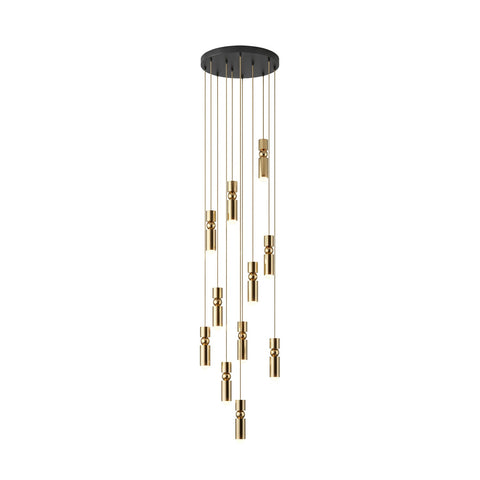 Pendant Light with Metal Cylinders and Decorative Sphere Detail