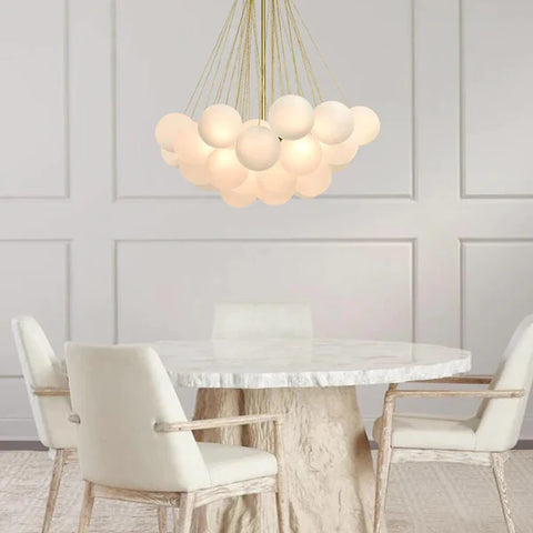 Frosted Glass Bubble Chandelier with Metal Frame