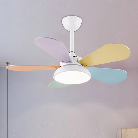 Ceiling Fan with Wood Blades and Integrated LED Light