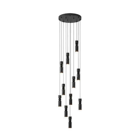 Pendant Light with Metal Cylinders and Decorative Sphere Detail