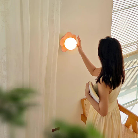 Flower Petal Wall Sconce with Frosted Globe Shade