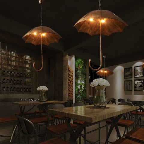 Iron Umbrella Chandelier with Five-Light Industrial Design