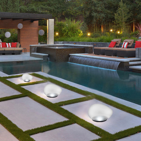Solar Pebble Landscape Light with Sandblasted Glass