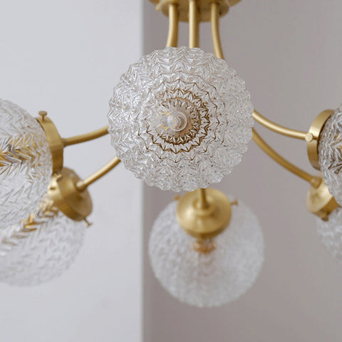 Metal Chandelier with Textured Glass Globes
