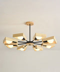 Geometric Wood Chandelier with Multiple Light Arms — product view