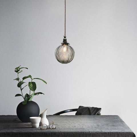 Lotus Textured Glass Globe Pendant Light