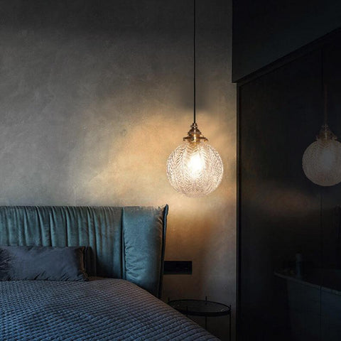 Lotus Textured Glass Globe Pendant Light