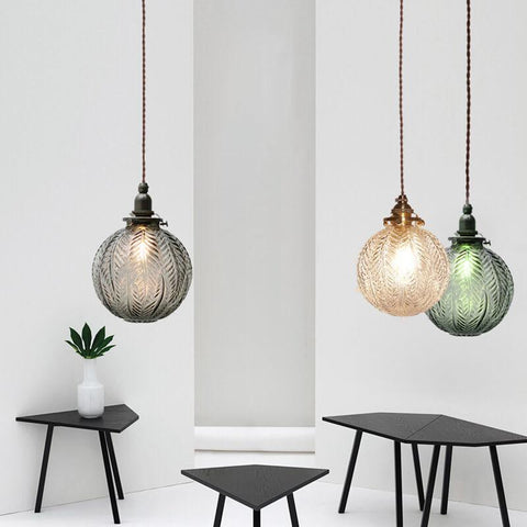 Lotus Textured Glass Globe Pendant Light