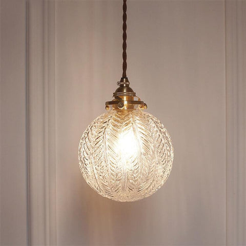 Lotus Textured Glass Globe Pendant Light