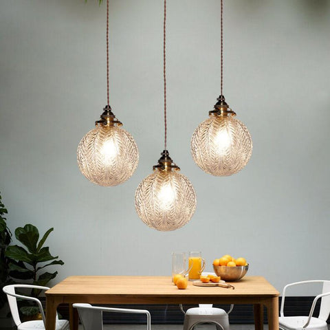 Lotus Textured Glass Globe Pendant Light
