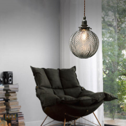 Lotus Textured Glass Globe Pendant Light