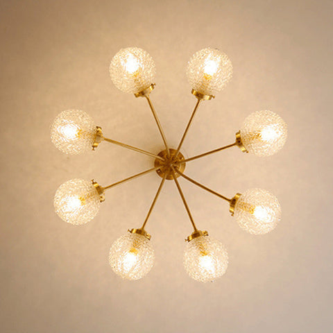 Metal Chandelier with Textured Glass Globes