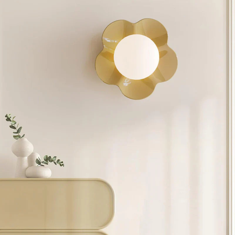 Flower Petal Wall Sconce with Frosted Globe Shade