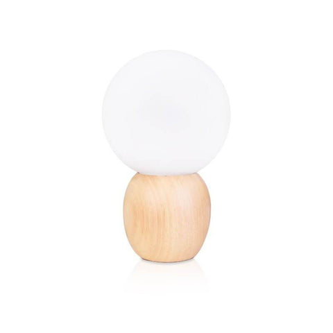 Wood and Glass Globe Table Lamp with Plug-In Power