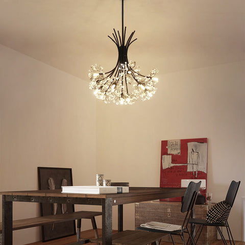 Dandelion Crystal Chandelier with Radial Glass Shades