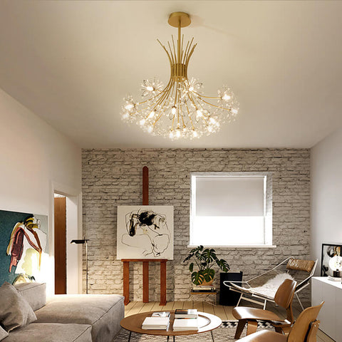 Dandelion Crystal Chandelier with Radial Glass Shades