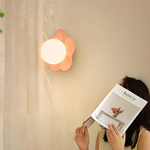 Flower Petal Wall Sconce with Frosted Globe Shade