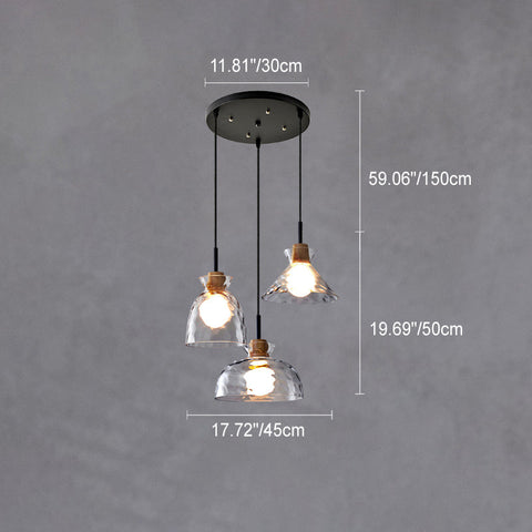 Rippled Glass Pendant Light with Minimalist Iron Fixture