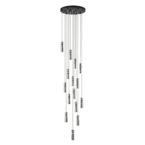 Pendant Light with Metal Cylinders and Decorative Sphere Detail