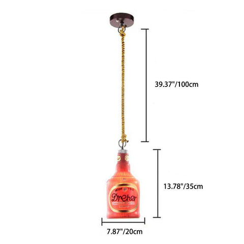 Bottle-Shaped Resin Pendant Light with Industrial Fixture