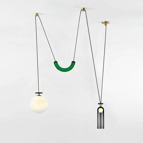 Geometric Multi-Pendant Chandelier with Adjustable Drops